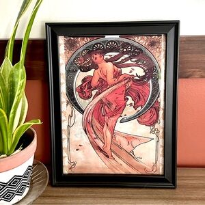 Art Deco Nouveau Dance Alphonse Mucha Black Framed Canvas Print Wall Art Red
